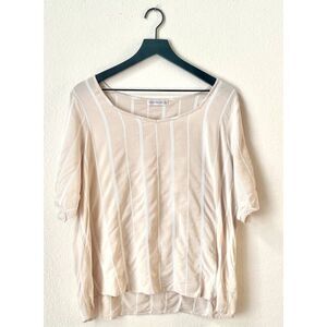 Retrology Cold Shoulder Oxford Tan Top with Silver Rings Size PXL
